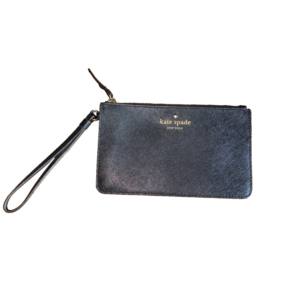 Monogrammed Black Leather Wristlet - Sleek Everyday Clutch